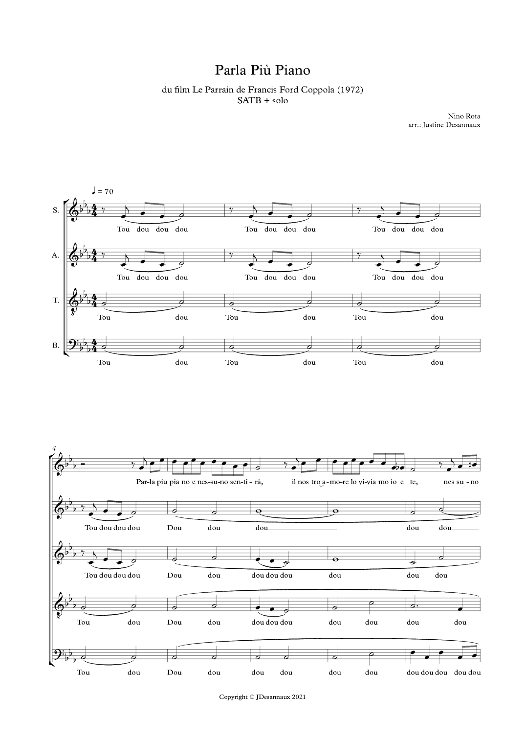 Parla Piu Piano (arr. Justine Desannaux)
