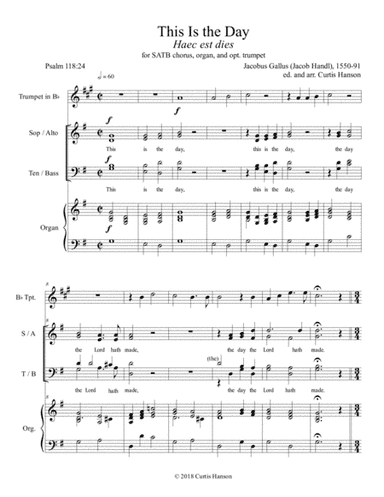This Is the Day (SATB) (arr. Curtis Hanson)