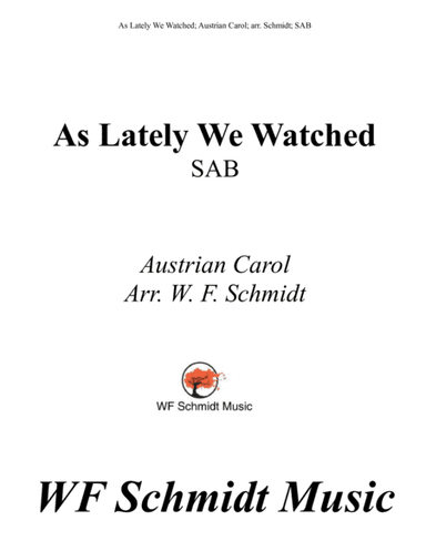 As Lately We Watched (arr. W. F. Schmidt)