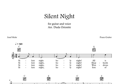 Silent Night (C major - TABS - with lyrics) (arr. Duda Oriontte)
