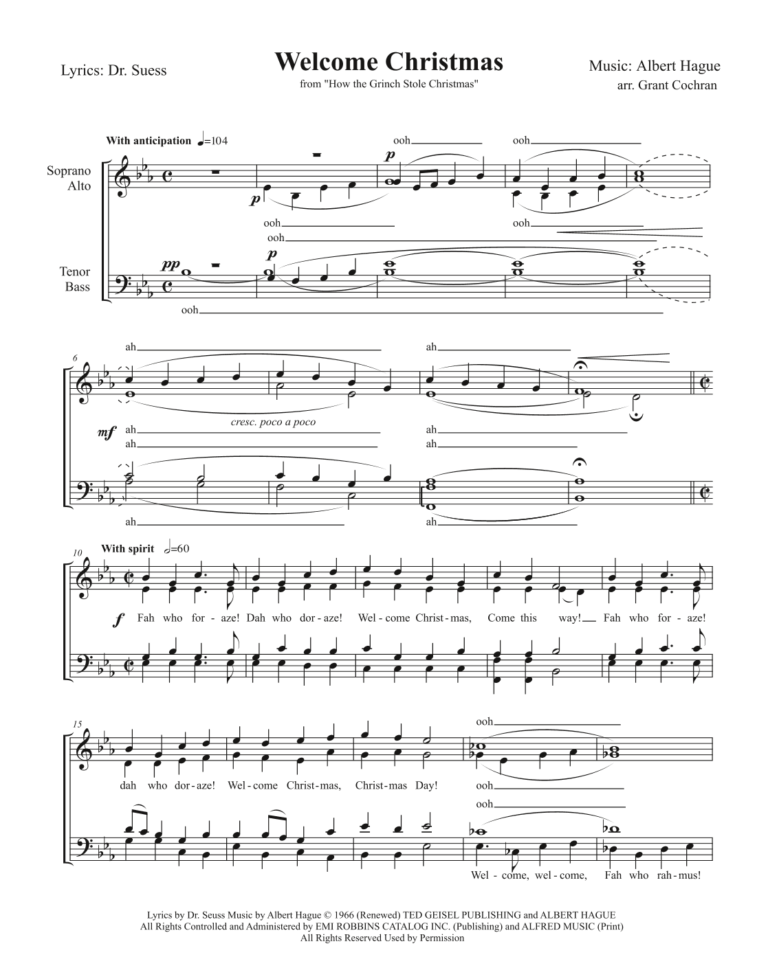 Welcome Christmas (arr. Grant Cochran)