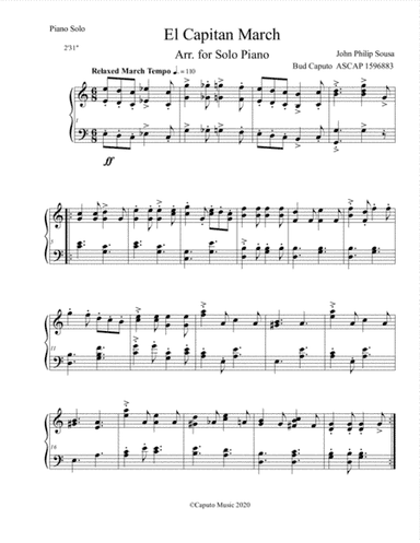 El Capitan March for Solo Piano (arr. Bud Caputo)