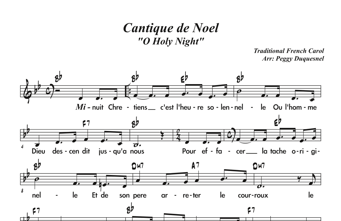Cantique de Noel / O Holy Night - Key of Bb (arr. Peggy Duquesnel)