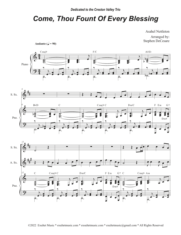 Come, Thou Fount Of Every Blessing (Duet for Soprano and Alto Saxophone) (arr. Stephen DeCesare)