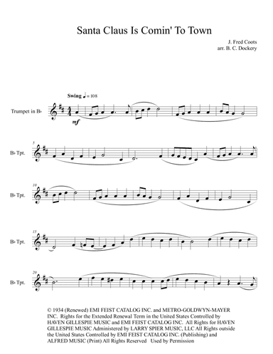 Santa Claus Is Comin' To Town (arr. B. C. Dockery)