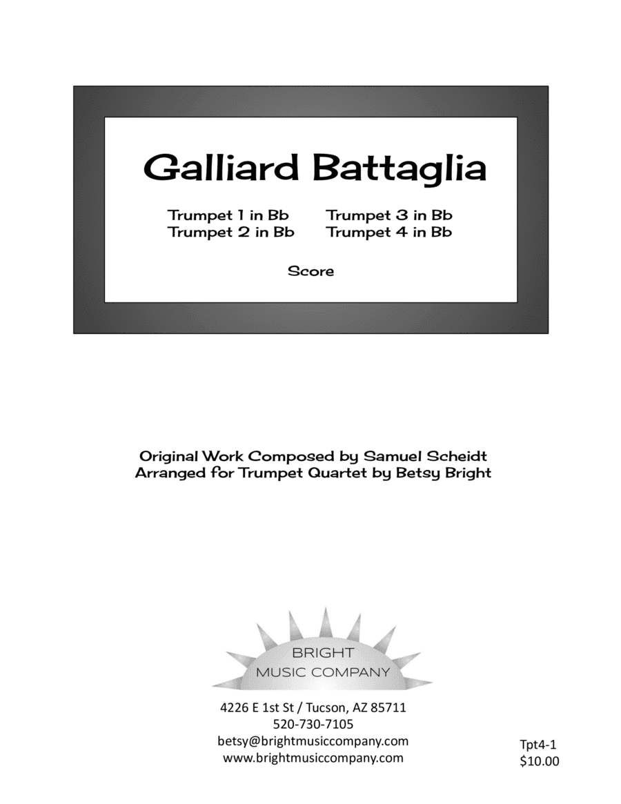 Galliard Battaglia for intermediate trumpet quartet (arr. Betsy Bright)