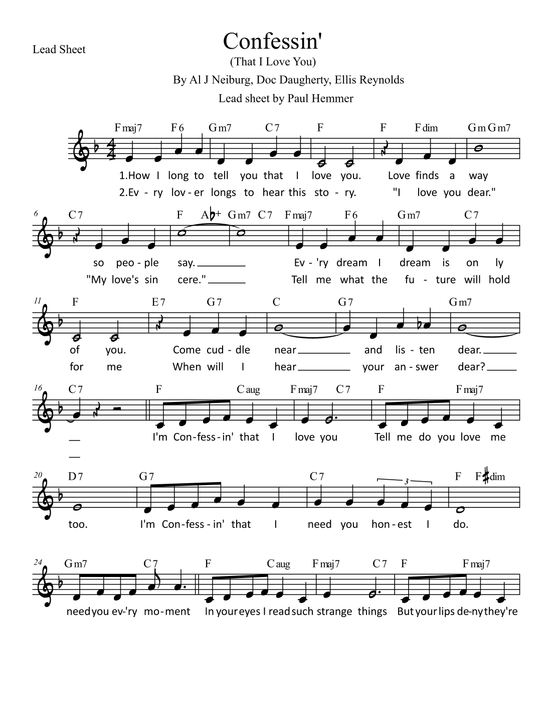 Confessin' (that I Love You) (arr. Paul Hemmer)