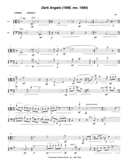 Dark Angels (1990, rev. 1994) for viola and cello