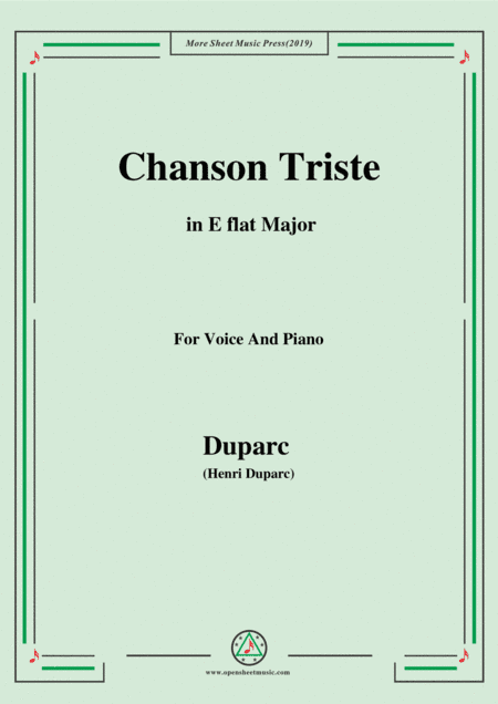 Duparc-Chanson Triste in E flat Major (arr. MSM)
