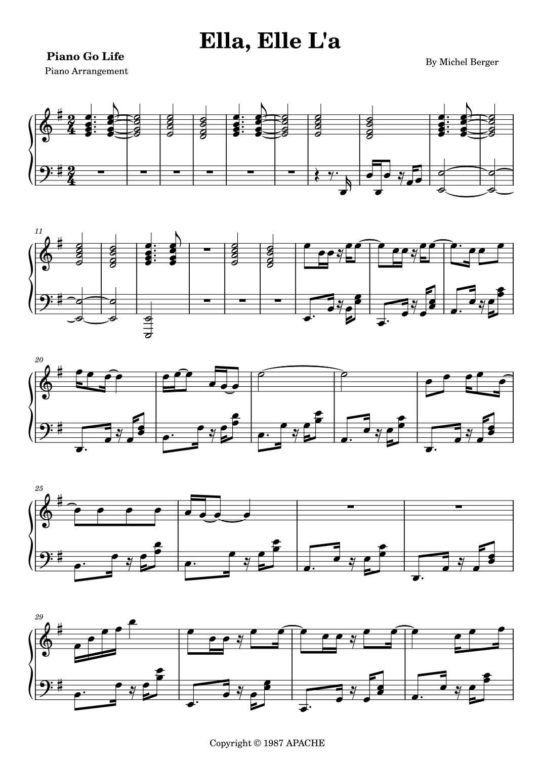 Ella Elle L A (arr. Piano Go Life)