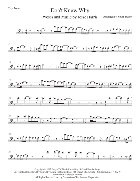 Don't Know Why (arr. Kevin Busse)