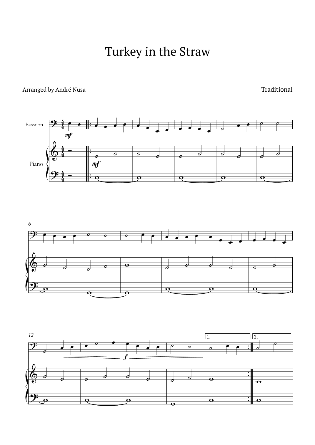 Turkey in the Straw (arr. André Nusa)