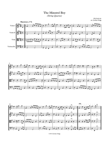 The Minstrel Boy (String Quartet) (arr. Jordan Grigg)