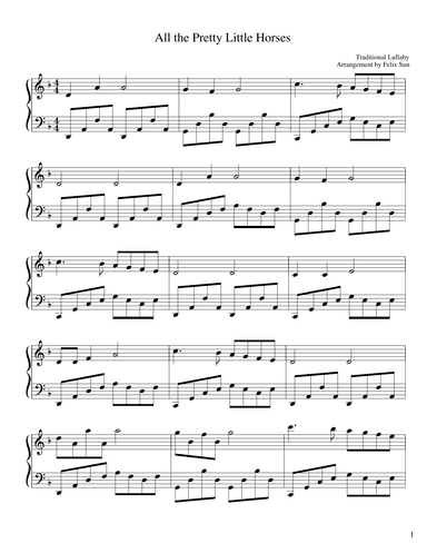 All the Pretty Little Horses - Piano Solo (Traditional Lullaby) (arr. Felix Sun)
