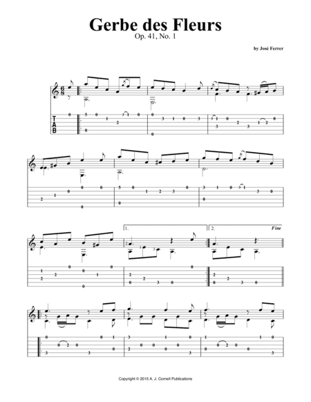 Gerbe des Fleurs, Op. 41, No. 1 (arr. A. J. Cornell Publications)