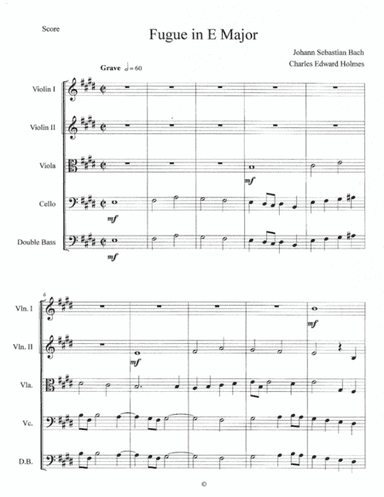Fugue in E Major--String Orchestra Set (arr. Charles Edward Holmes)