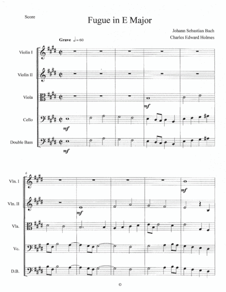 Fugue in E Major--String Orchestra Set (arr. Charles Edward Holmes)