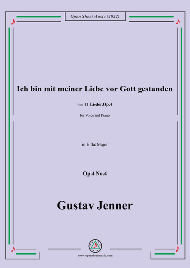 Jenner-Ich bin mit meiner Liebe vor Gott gestanden,in E flat Major,Op.4 No.4 (arr. OSM Press)