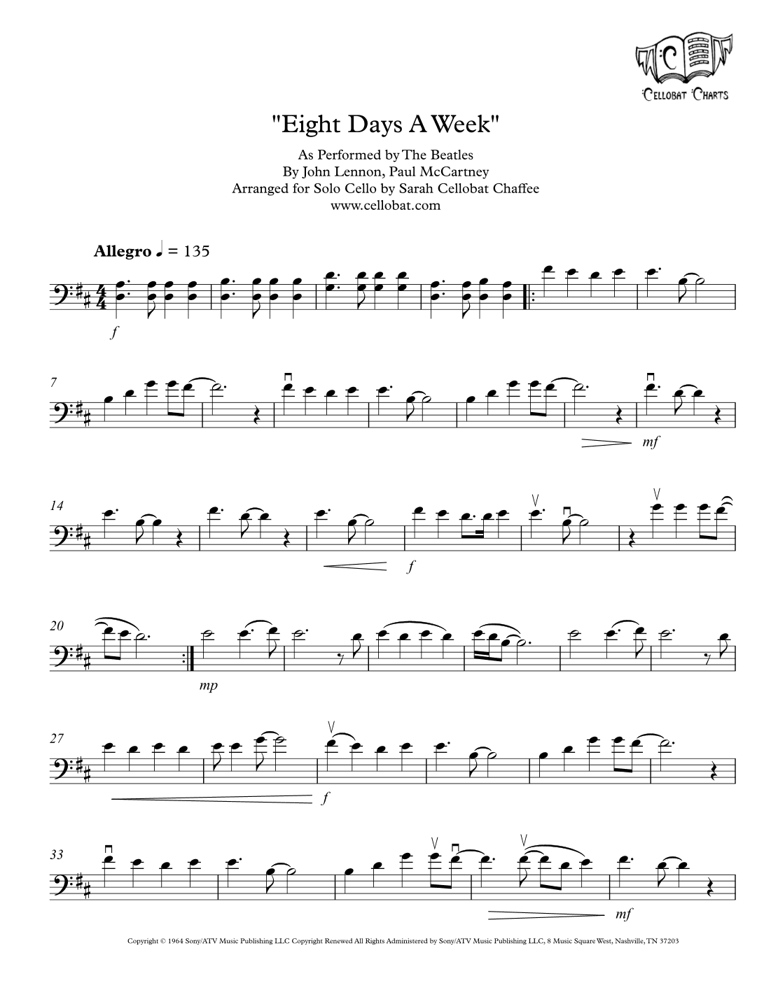 Eight Days A Week (arr. Sarah Cellobat Chaffee)