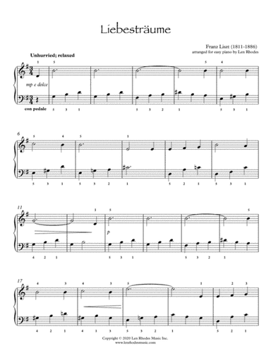 Liszt - Liebesträume, easy piano (arr. Len Rhodes)