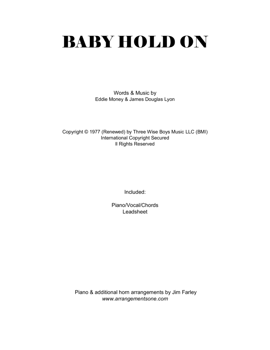 Baby Hold On (arr. Jim Farley www.arrangementsone.com)