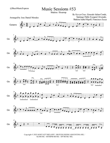 Shakira: Bzrp Music Sessions Vol. 53 (arr. Sheet Music Express)