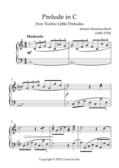 Bach, J.S. - Prelude in C(With Note name) (arr. MPS)