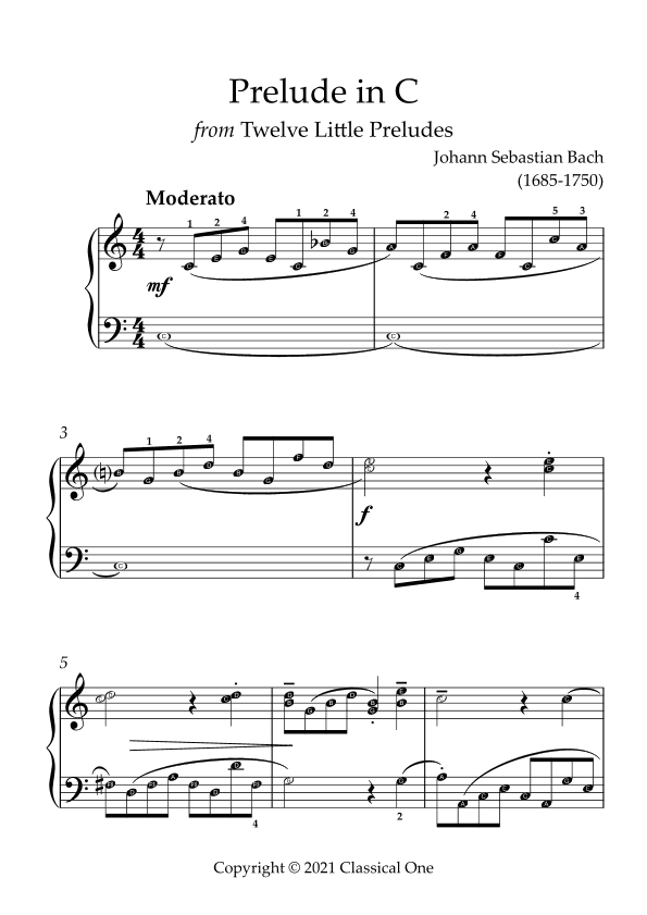 Bach, J.S. - Prelude in C(With Note name) (arr. MPS)