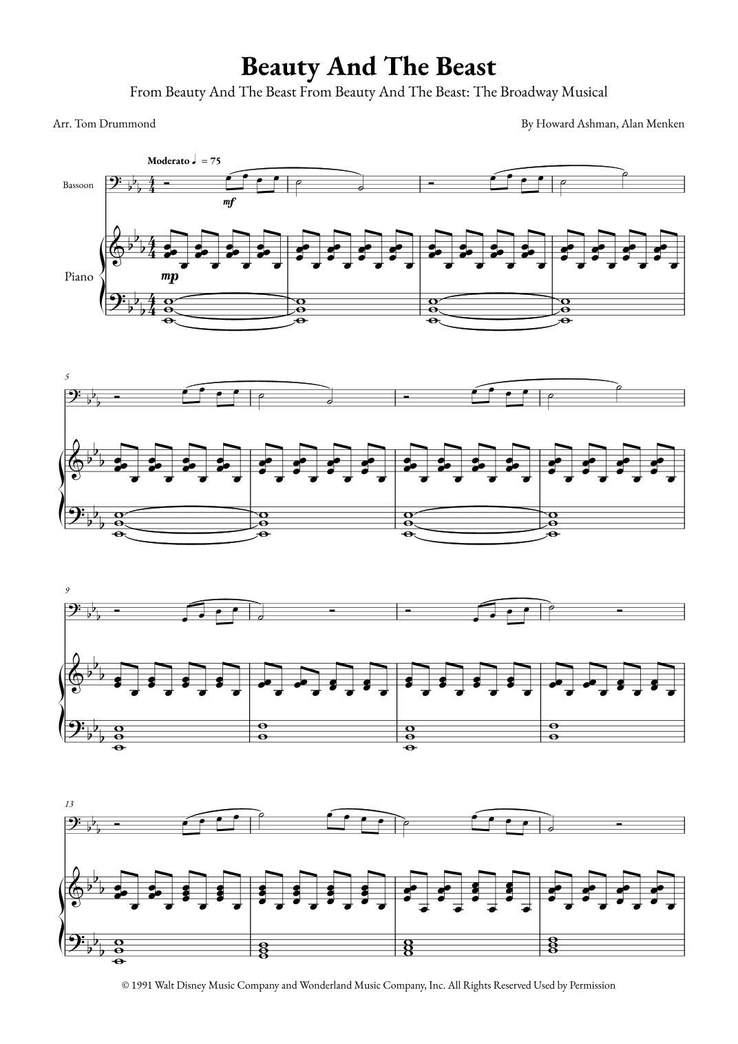 Beauty And The Beast (arr. Tom Drummond)