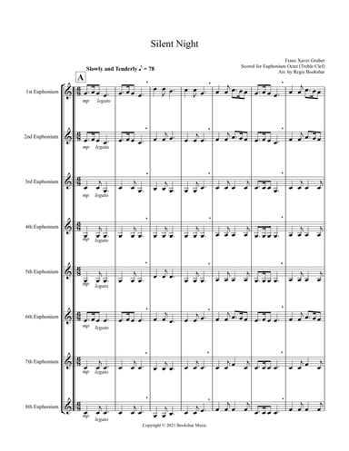 Silent Night (Bb) (Euphonium Octet - Treble Clef) (arr. Regis Bookshar)
