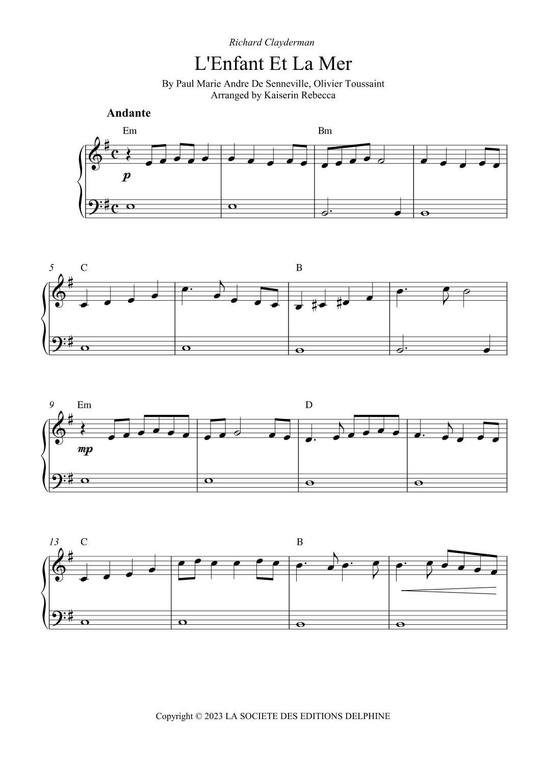 L'enfant Et La Mer (arr. Kaiserin Rebecca)