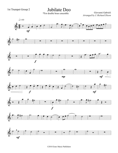 Giovanni Gabrieli's Jubilate Deo arranged for Double Brass Quartet (arr. J. Richard Dixon)