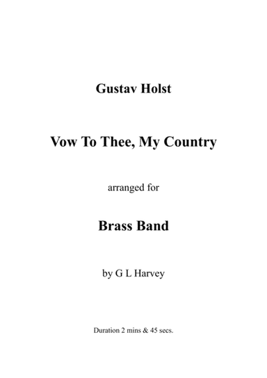 Vow to Thee, My Country (Brass Band) (arr. G L Harvey)
