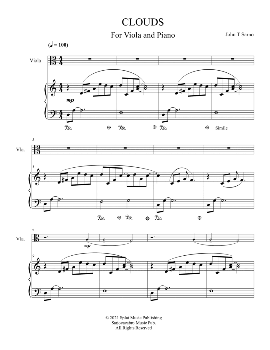 Clouds - Viola solo with piano accompaniment