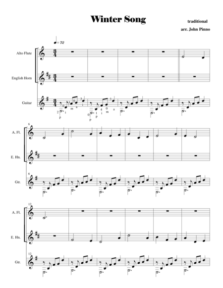 Winter Song (alto flute, English horn, and classical guitar) (arr. John Pinno)