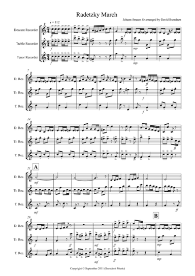 Radetzky March for Recorder Trio (arr. David Burndrett)