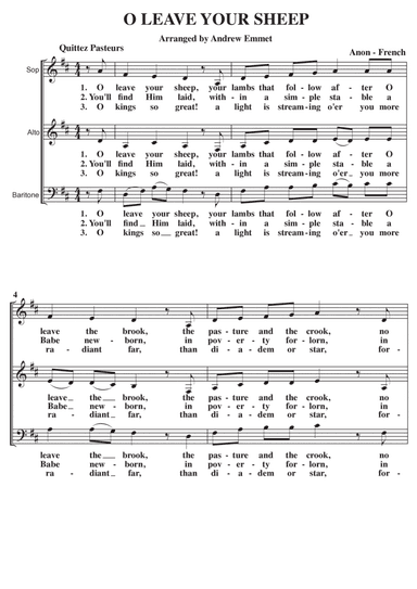 O Leave Your Sheep A Cappella SAB (arr. Andrew Emmet)