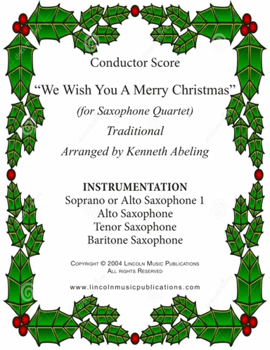 We Wish You a Merry Christmas (Saxophone Quartet SATB or AATB) (arr. Kenneth Abeling)