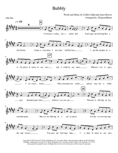 Bubbly (arr. JNguyenSheets)