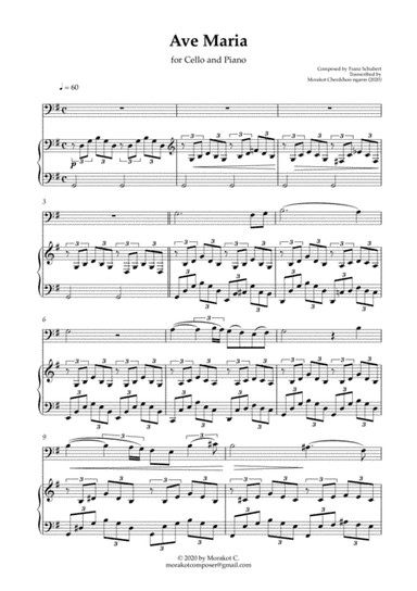 Ave Maria for Cello and Piano (Schubert) (arr. Morakot Cherdchoo-ngarm)