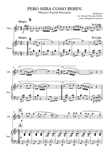 Pero mira como beben (los peces en el río) - villancico (oboe y piano) (arr. M. Contreras)