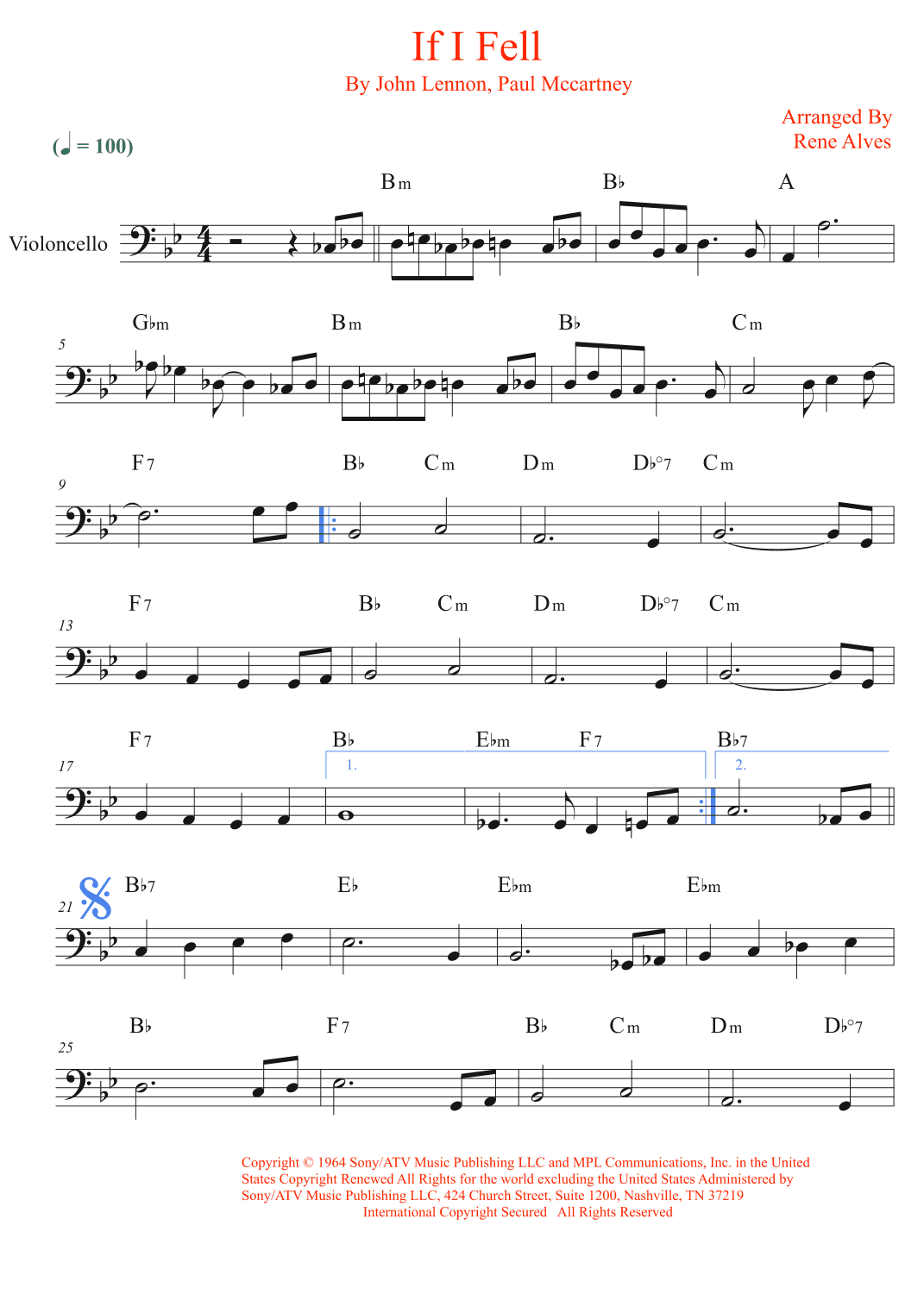 If I Fell (arr. Rene Alves)