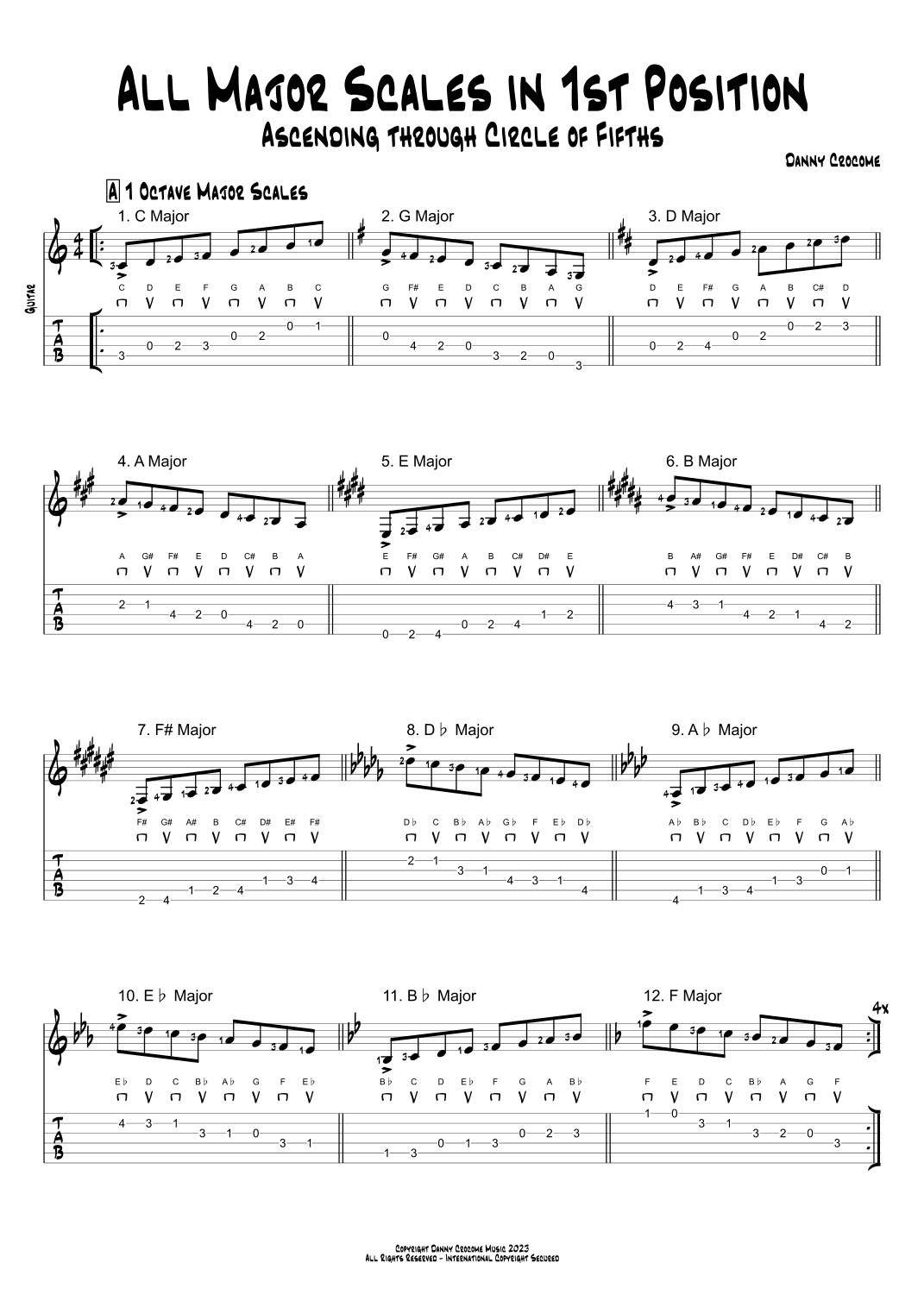 All Major Scales in 1st Position (Circle of Fifths)
