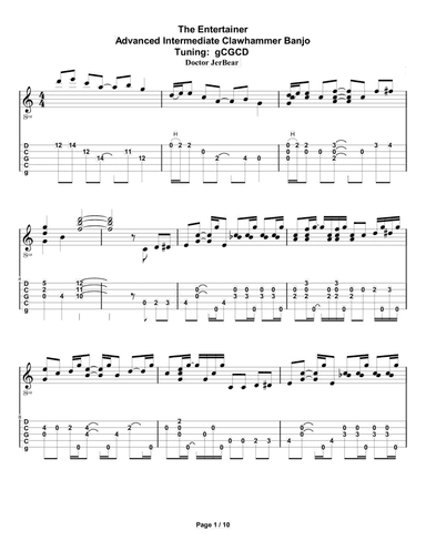 Doctor JerBear--The Entertainer--Intermediate/Advanced Clawhammer Banjo (arr. Doctor JerBear)