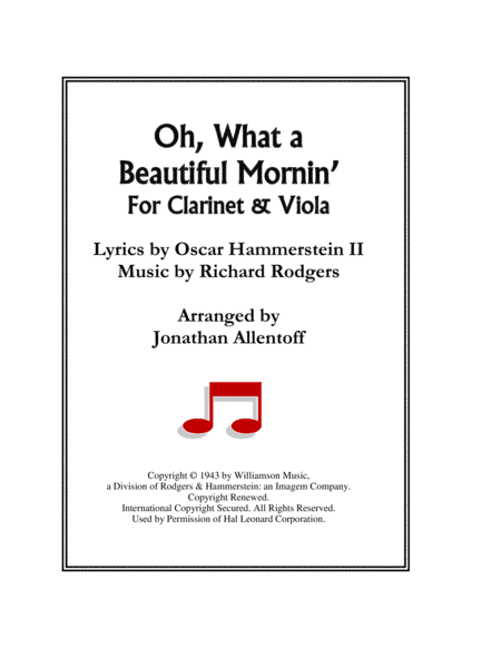 Oh, What A Beautiful Mornin' (arr. Jonathan Allentoff)