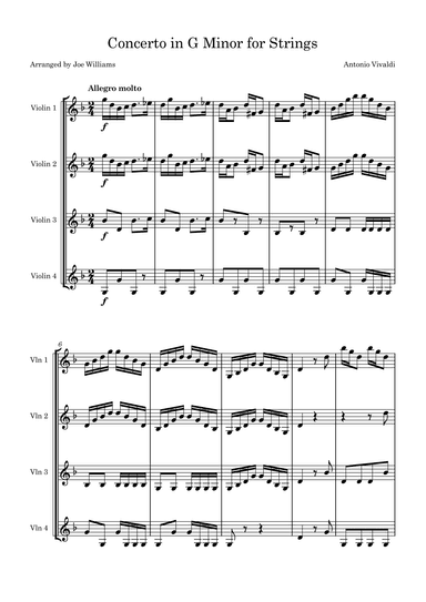 Concerto in G Minor for Strings. (arr. Joe Williams)