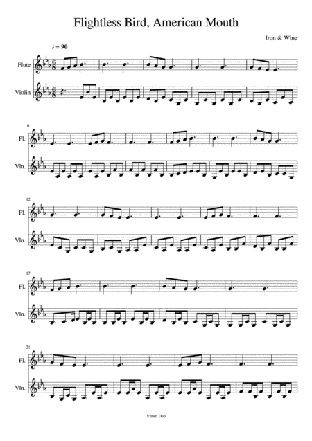 Flightless Bird, American Mouth (arr. Nia Squirrell, Vittari Duo)