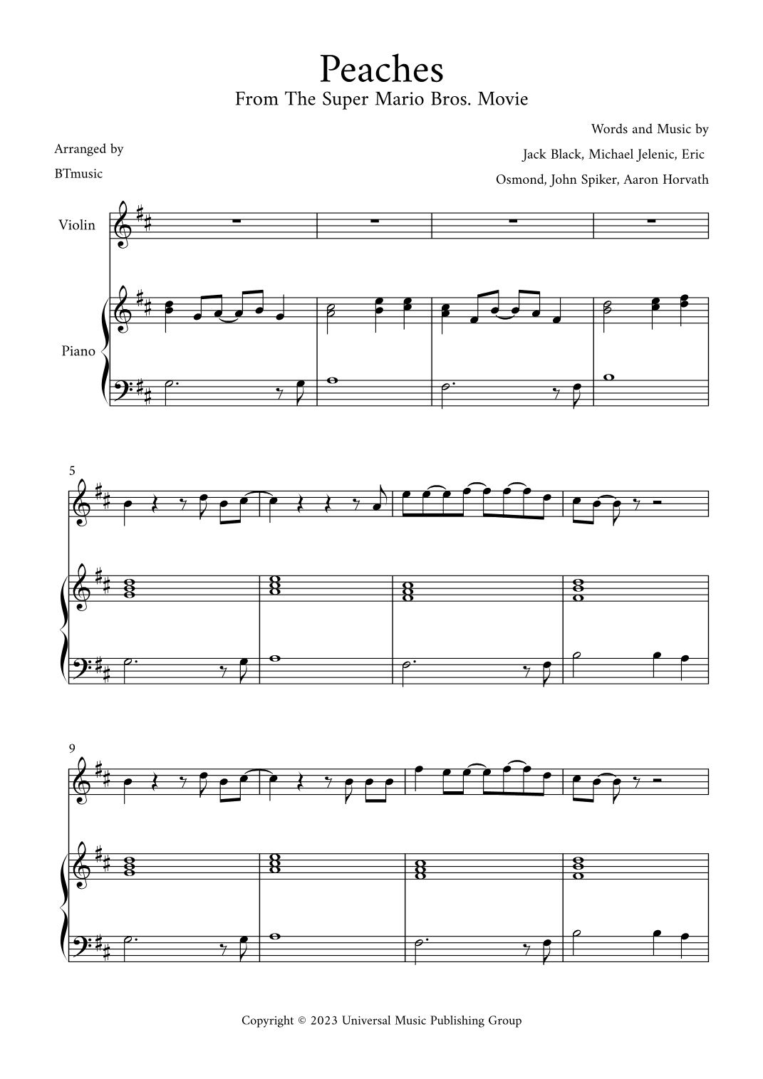 Peaches (arr. BTmusic)