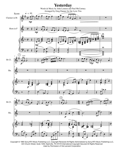 Yesterday (arr. Avanti Music)