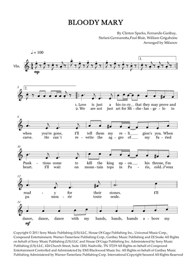 Bloody Mary (arr. Milanov)